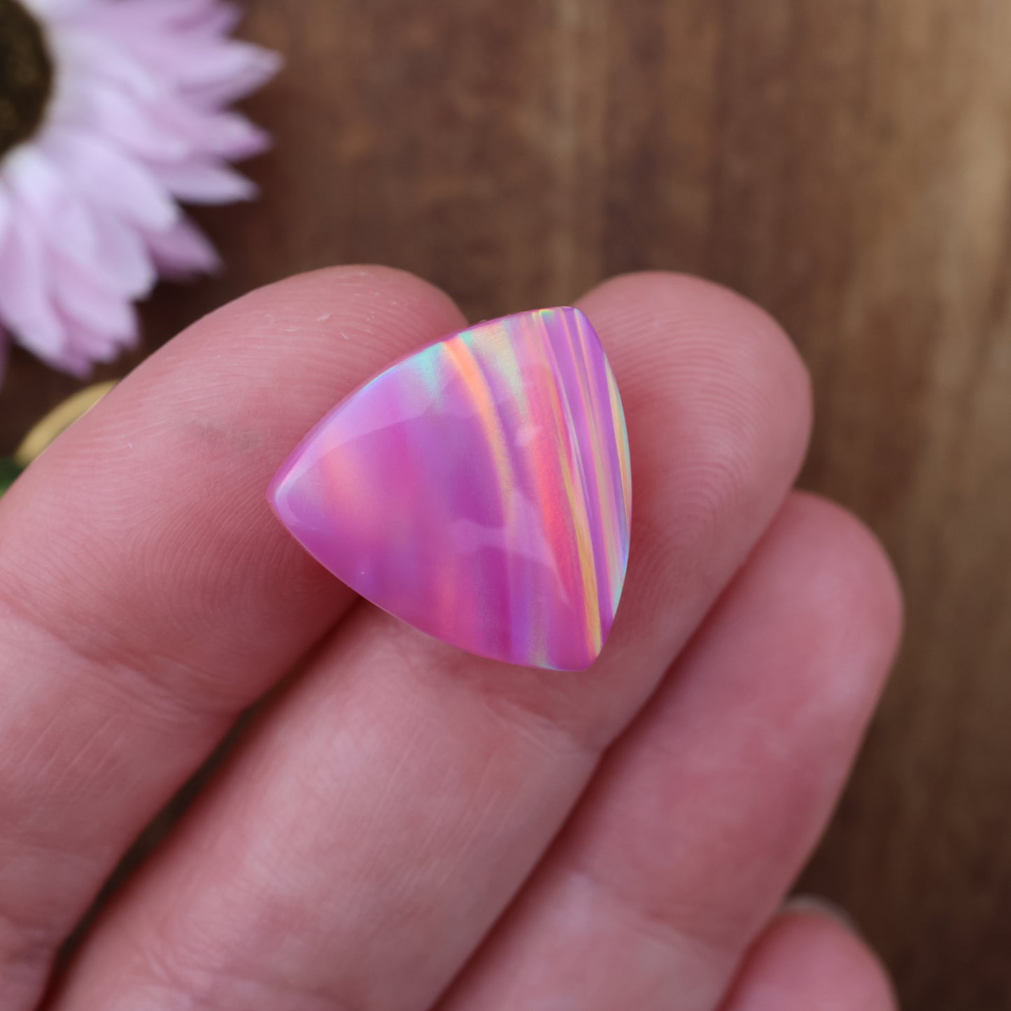 Aurora Opal Cabochon - approx. 17 x 17 x 4.6 mm
