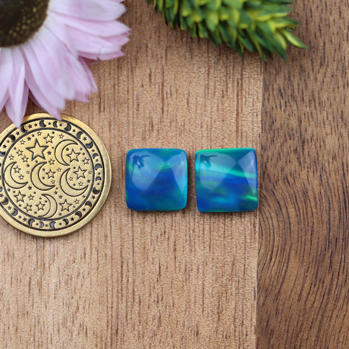 Aurora Opal Cabochon Set of 2 - approx. 10 x 10 mm