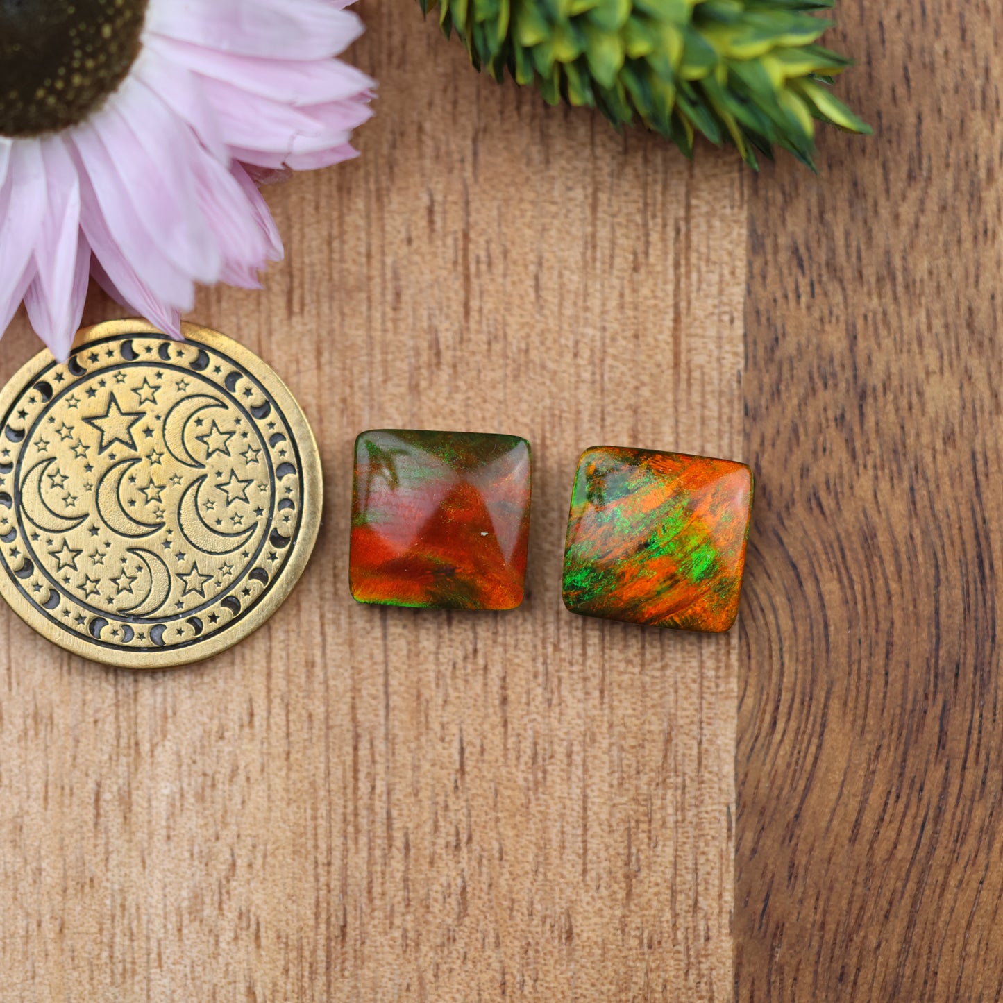 Aurora Opal Cabochon Set of 2 - approx. 10 x 10 mm