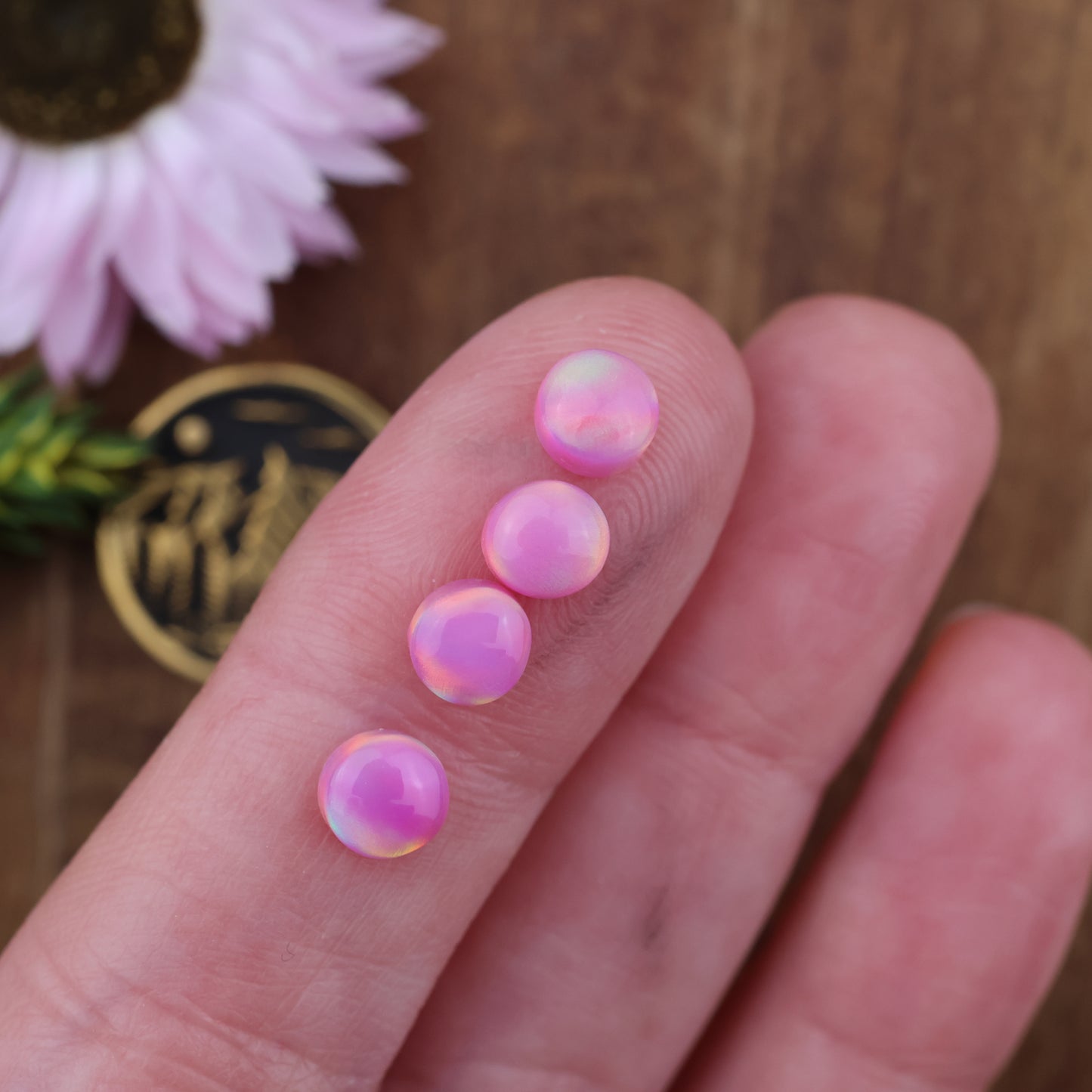 Aurora Opal Cabochon Set of 4 - approx. 5 x 5 mm