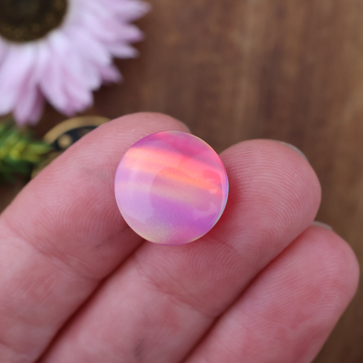 Aurora Opal Cabochon - approx. 14 x 14 x 4.7 mm