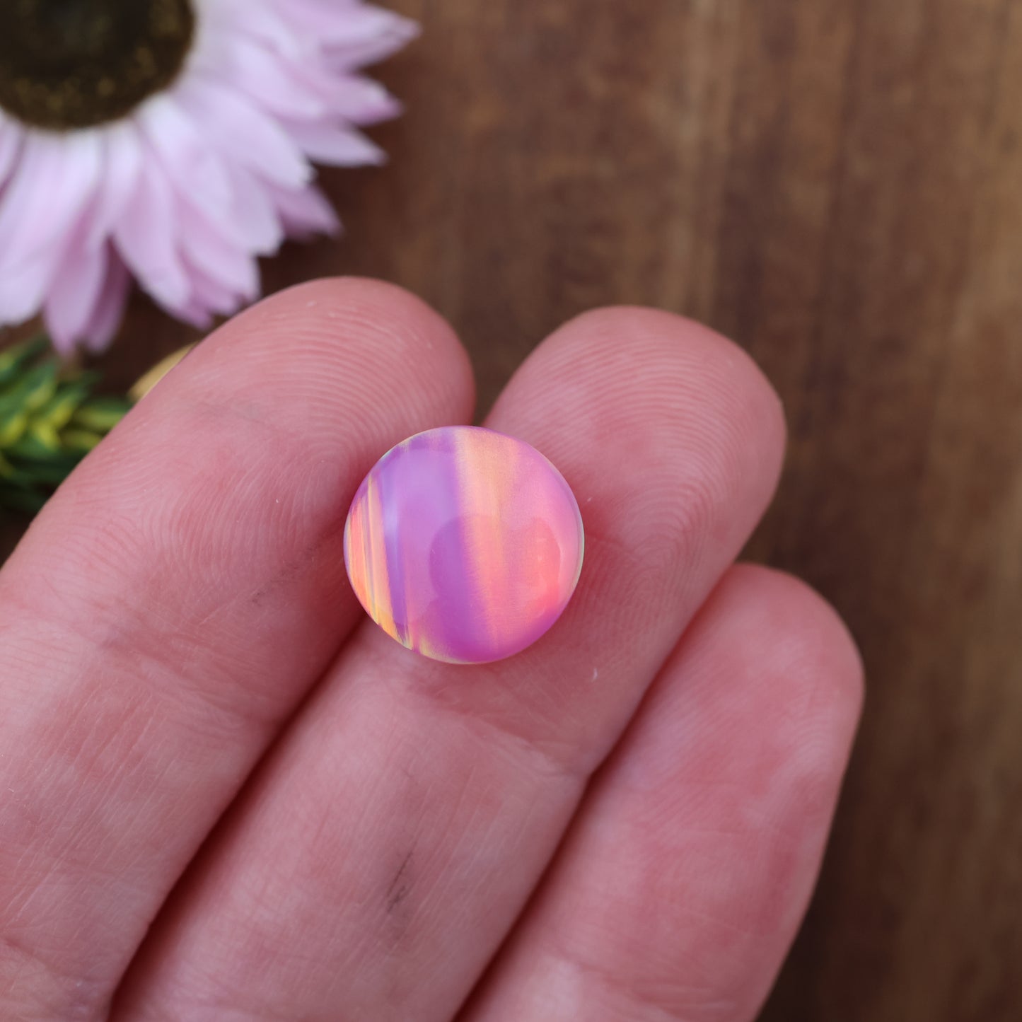 Aurora Opal Cabochon - approx. 11 x 11 x 4.4 mm