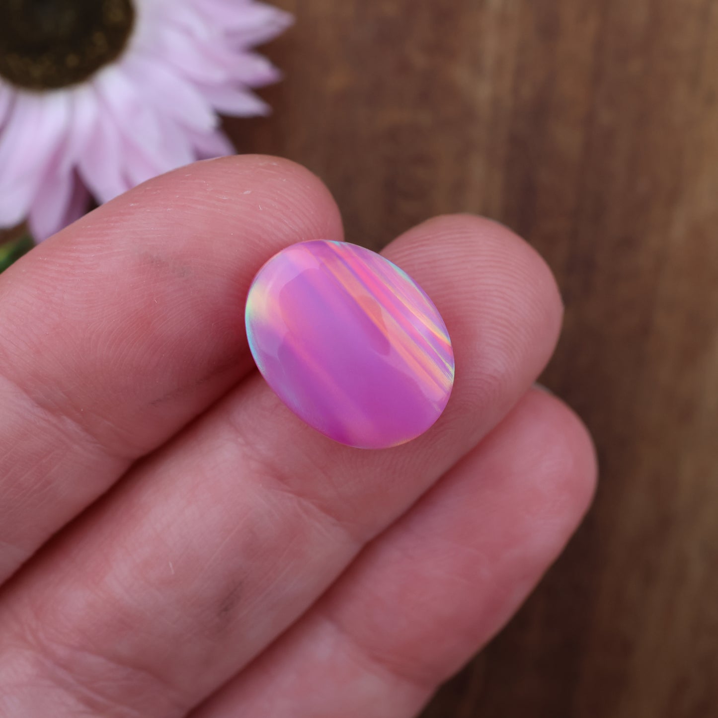 Aurora Opal Cabochon - approx. 15 x 12 x 4.6 mm