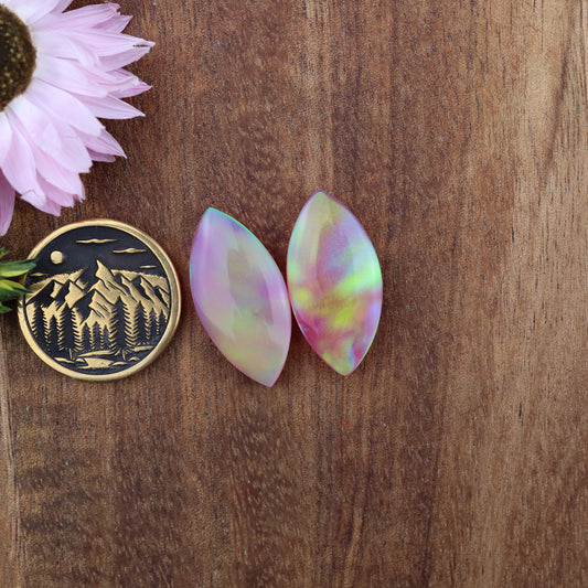 Aurora Opal Cabochon Set of 2 - approx. 22 x 11 mm