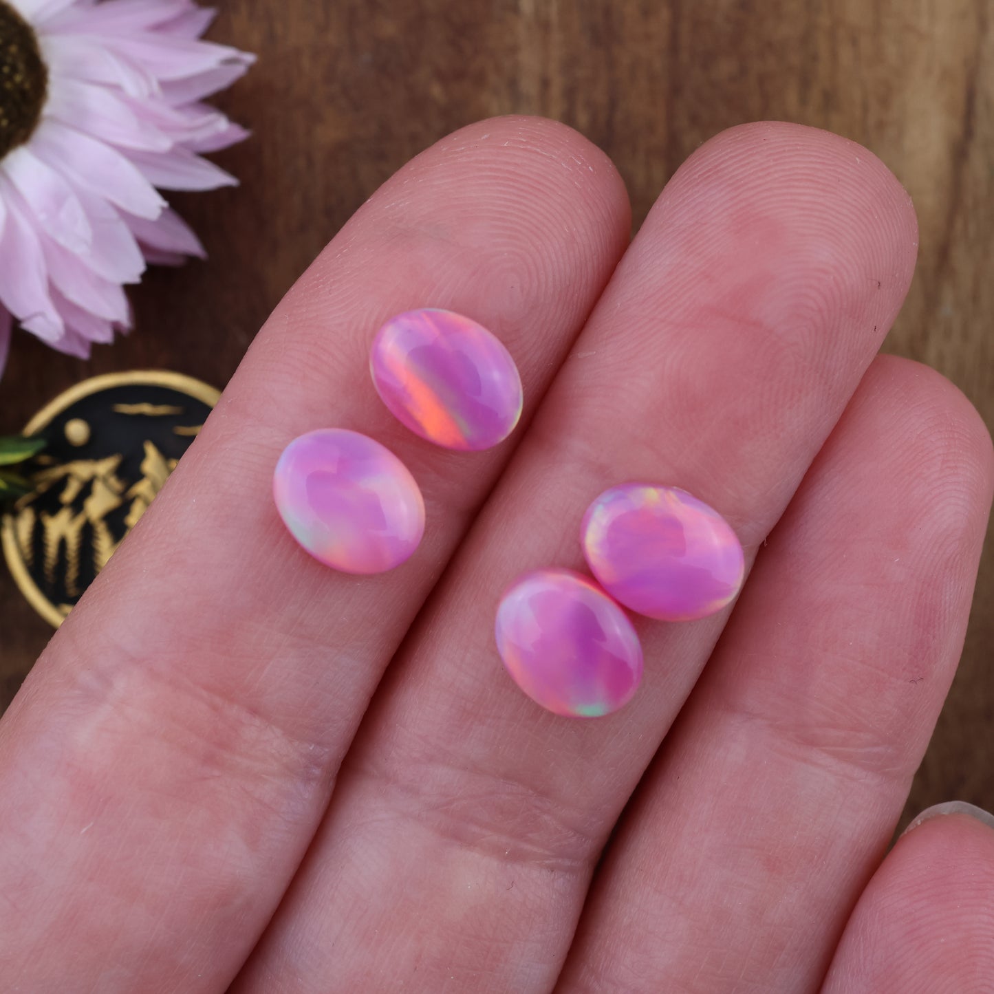 Aurora Opal Cabochon Set of 4 - approx. 9 x 7 mm