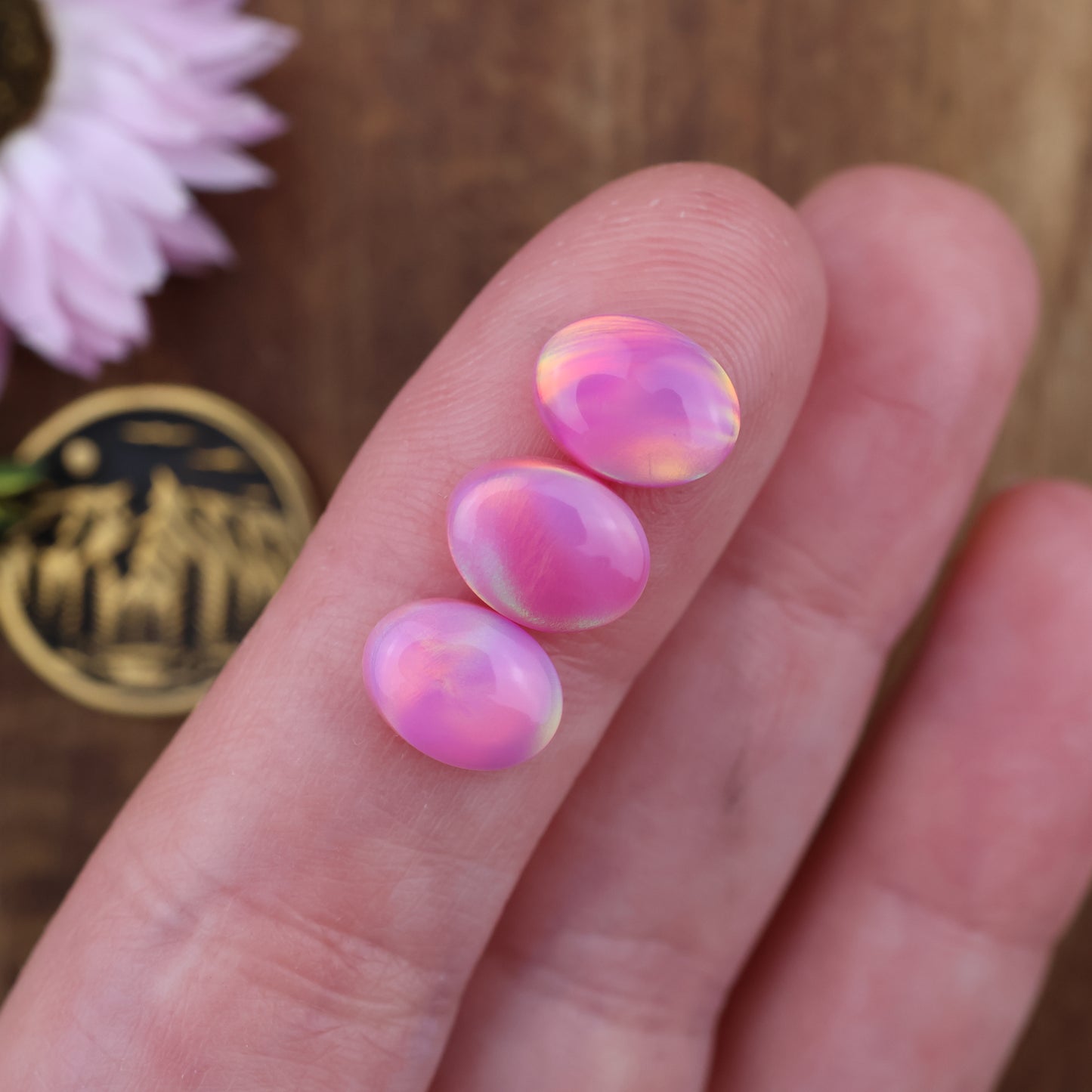 Aurora Opal Cabochon Set of 3 - approx. 9 x 7 mm