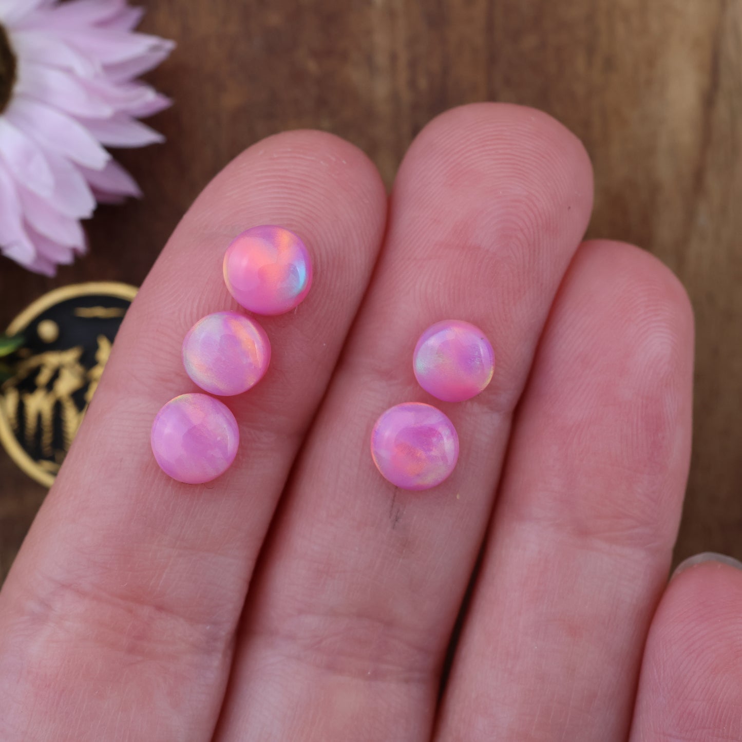 Aurora Opal Cabochon Set of 5 - approx. 6 x 6 mm