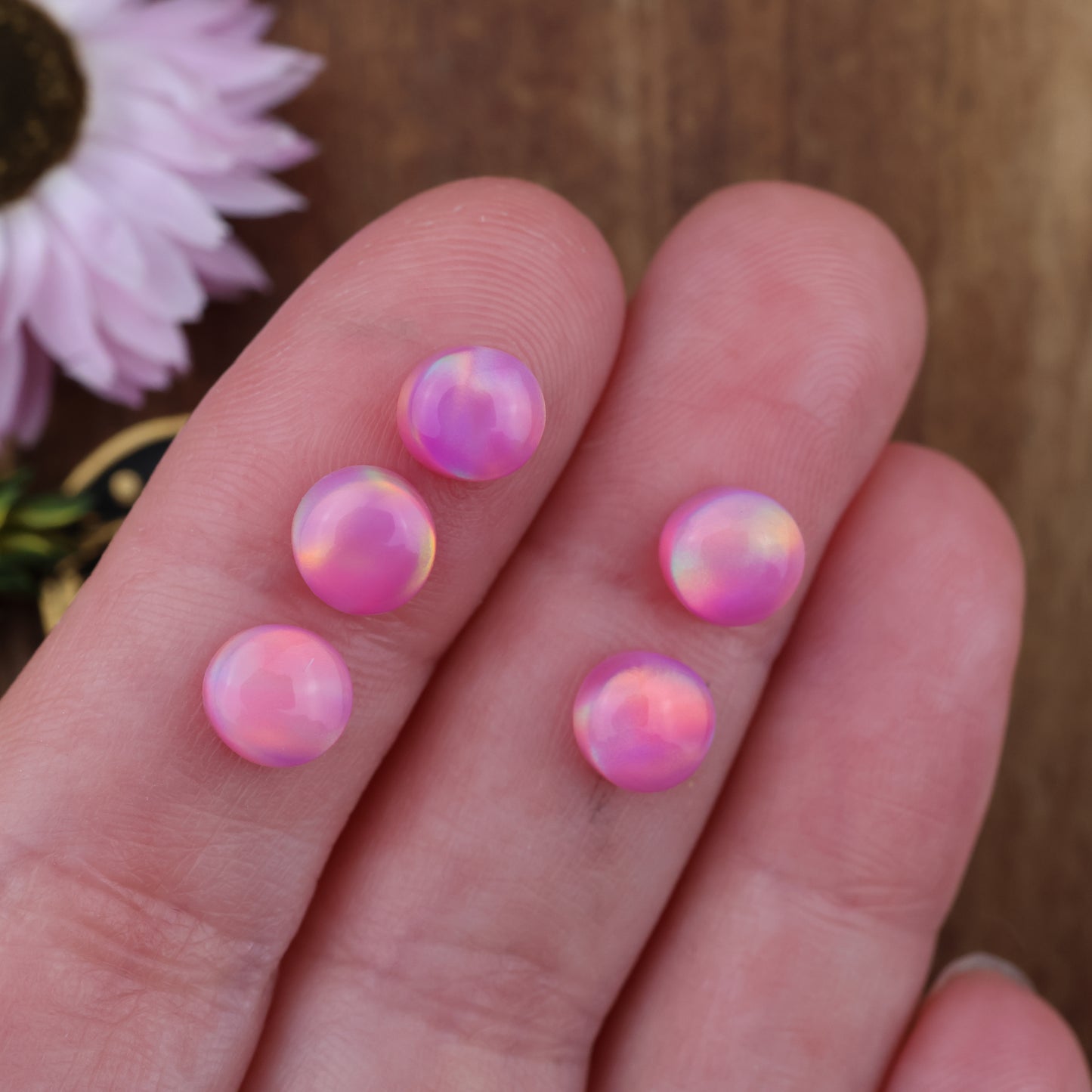 Aurora Opal Cabochon Set of 5 - approx. 6 x 6 mm