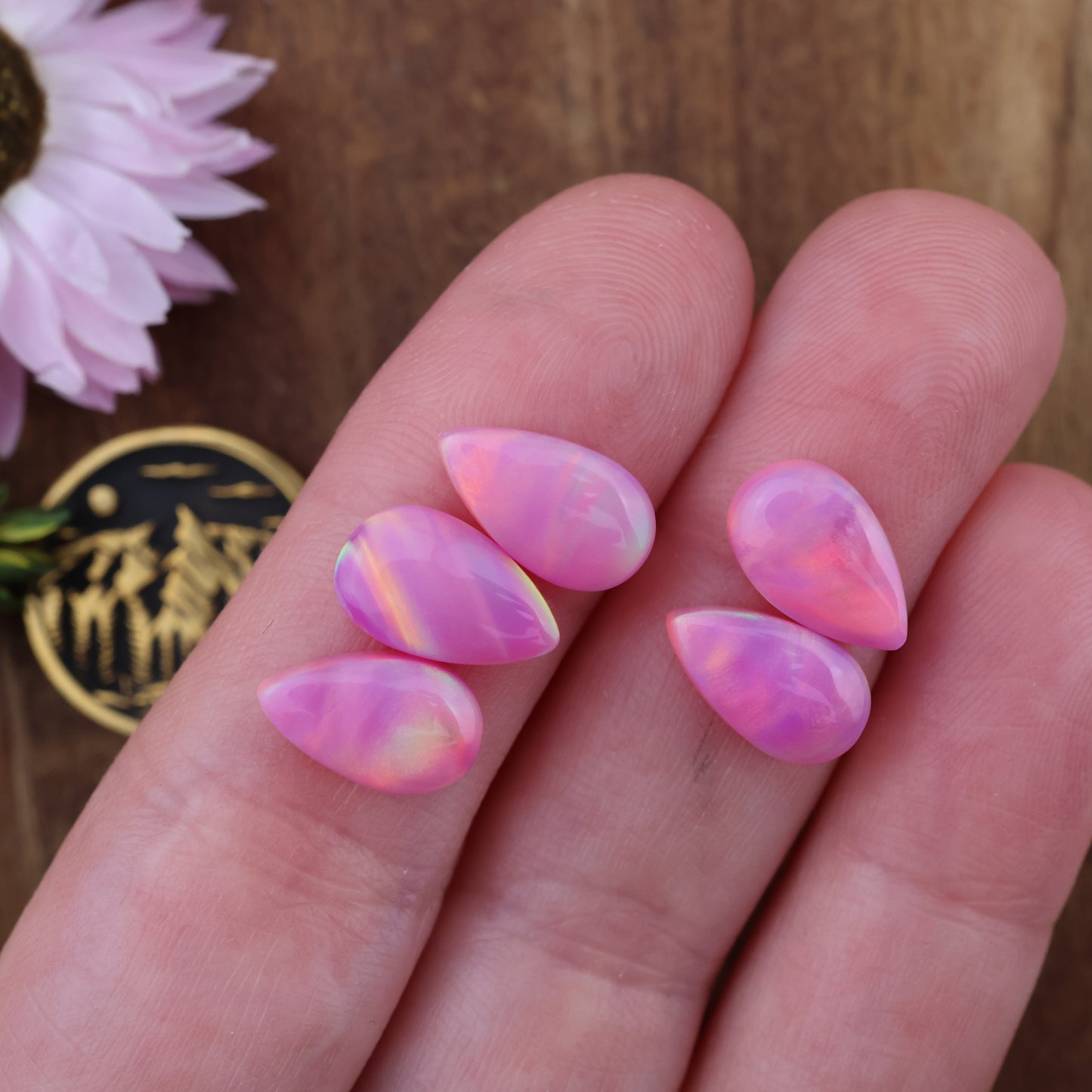 Aurora Opal Cabochon Set of 5 - approx. 11 x 7 mm