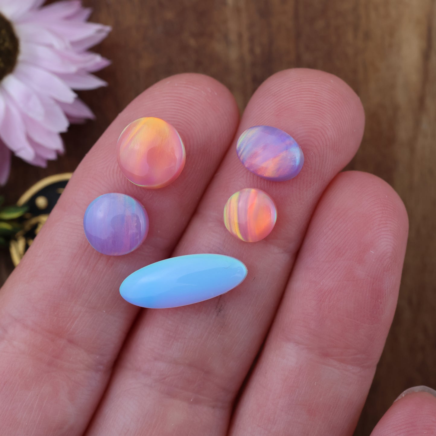 Aurora Opal Cabochon Set of 5 - Mixed Size