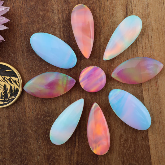 Aurora Opal Cabochon Set of 9 - Mixed Size