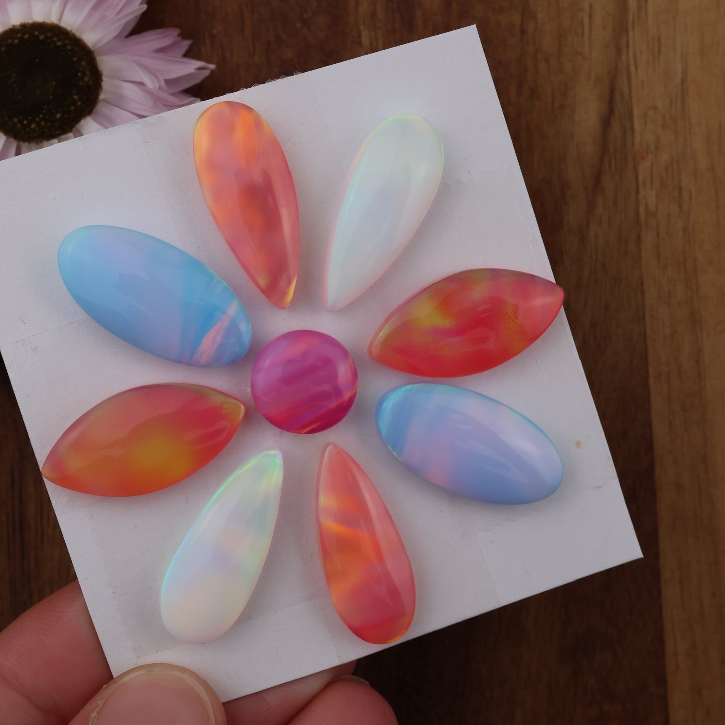 Aurora Opal Cabochon Set of 9 - Mixed Size