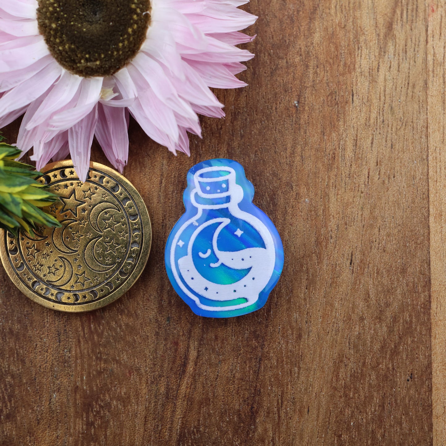 Aurora Opal & Engraved Acrylic Doublet Cabochon - approx. 20 x 15 x 5.2 mm