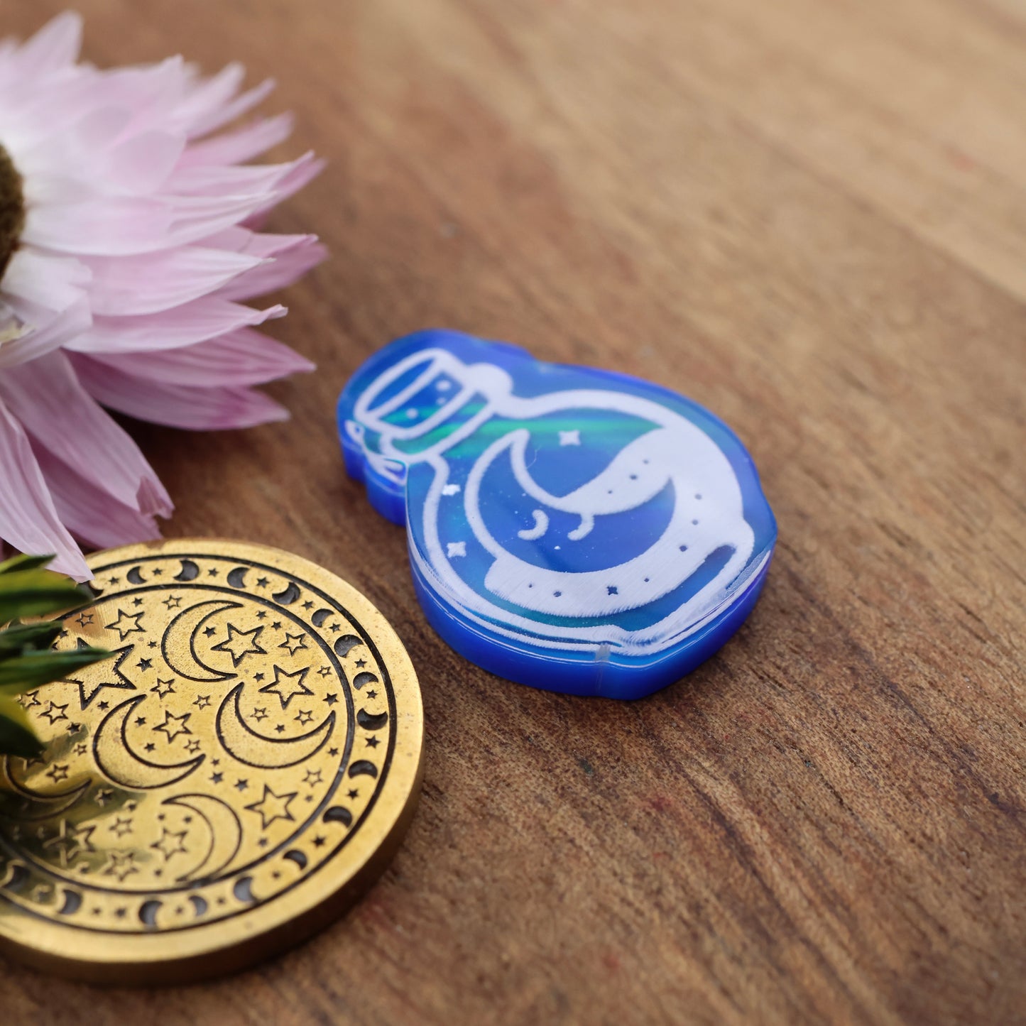 Aurora Opal & Engraved Acrylic Doublet Cabochon - approx. 20 x 15 x 5.2 mm
