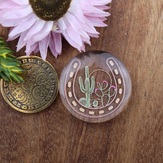 Engraved Acrylic Cabochon - approx. 25 x 25 x 5.3 mm