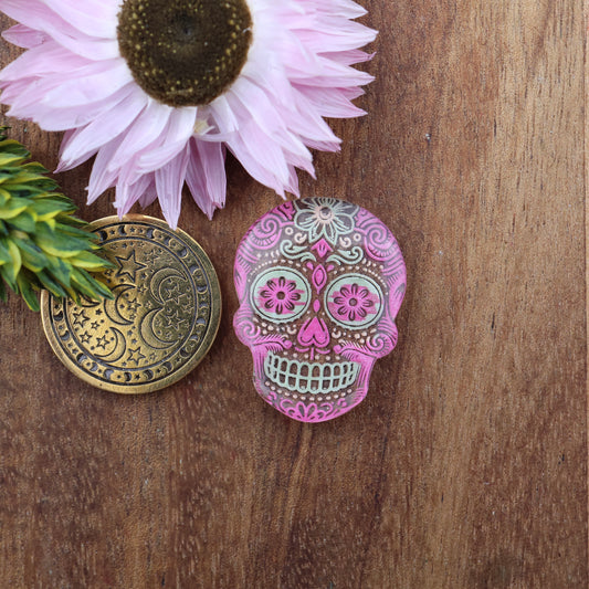 Engraved Acrylic Cabochon - approx. 24 x 19 x 5.2 mm