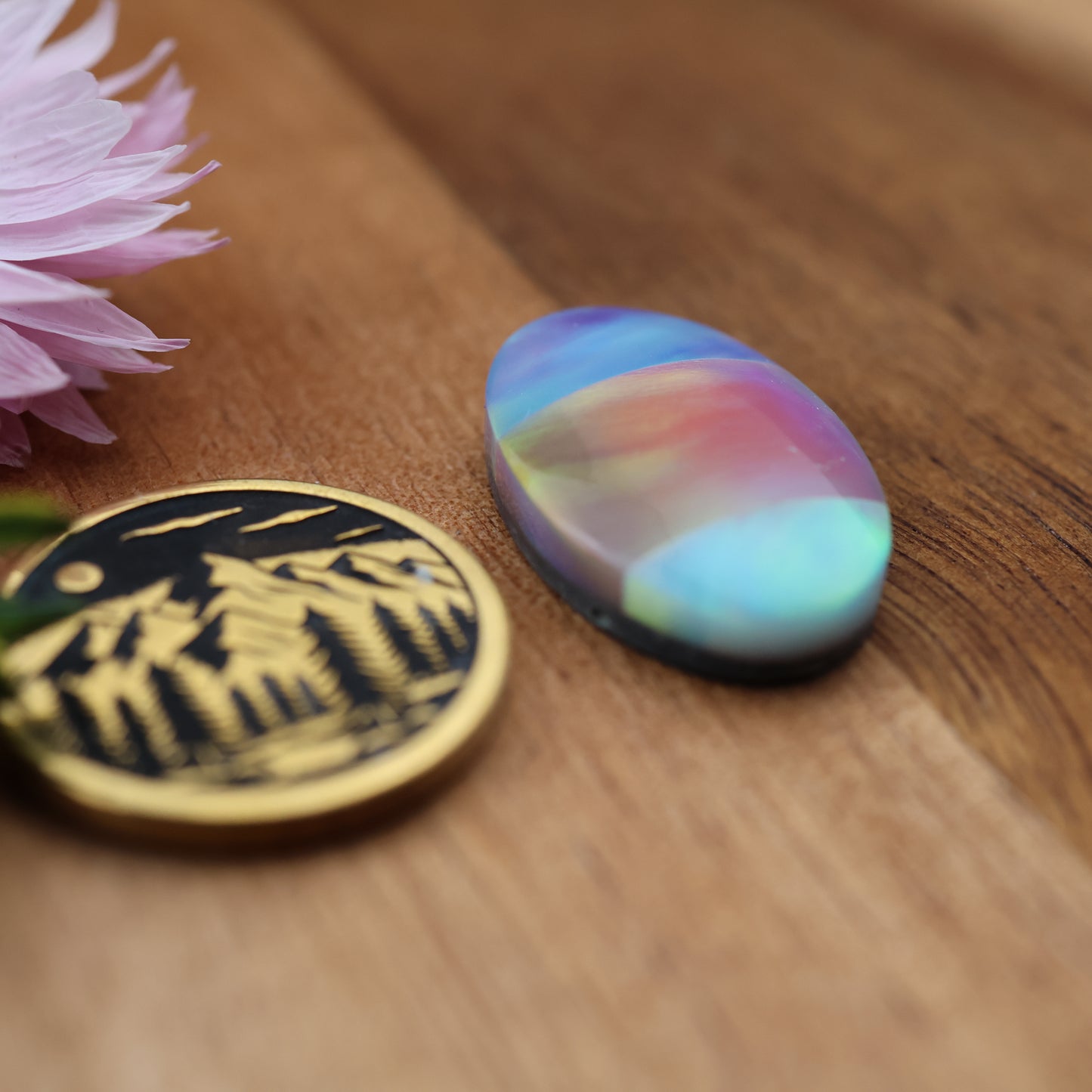 Intarsia Aurora Opal Cabochon - approx. 23 x 14 x 5.6 mm
