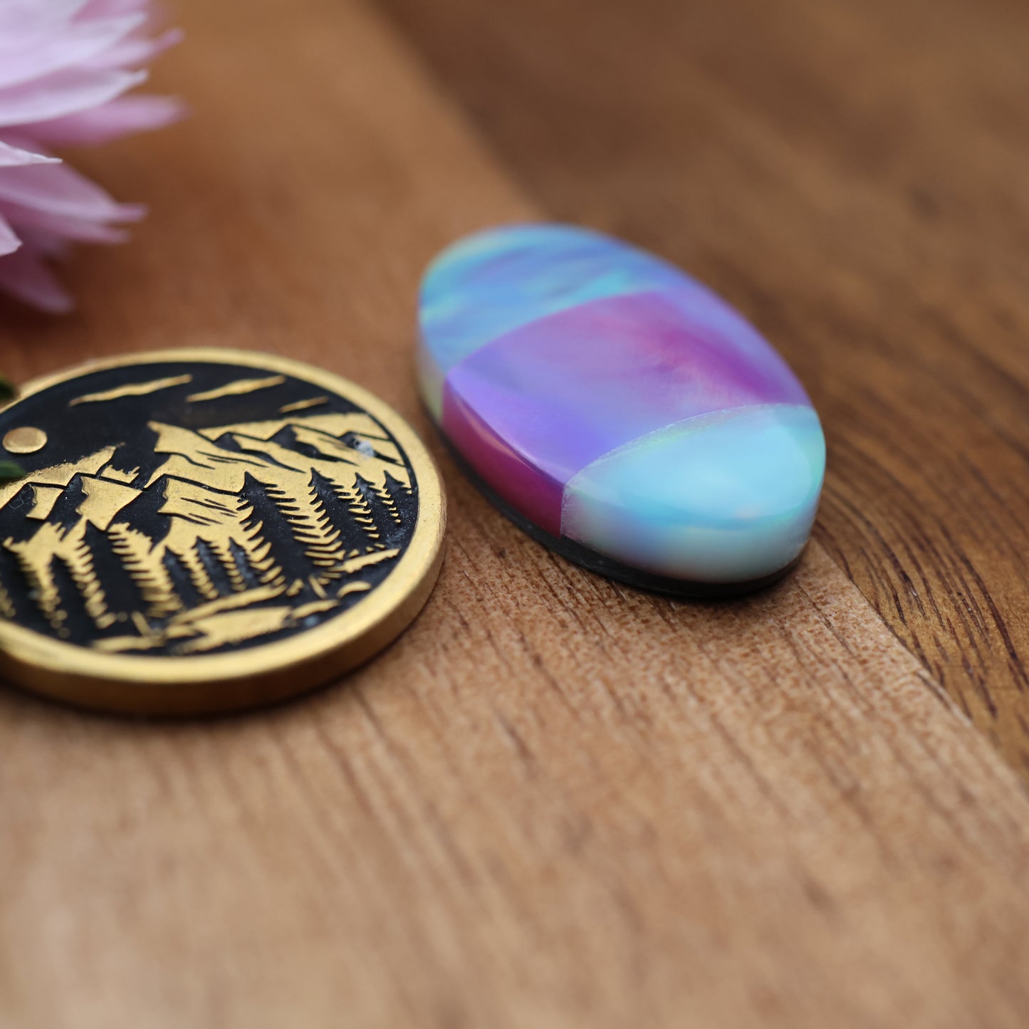 Intarsia Aurora Opal Cabochon - approx. 23 x 14 x 5.2 mm