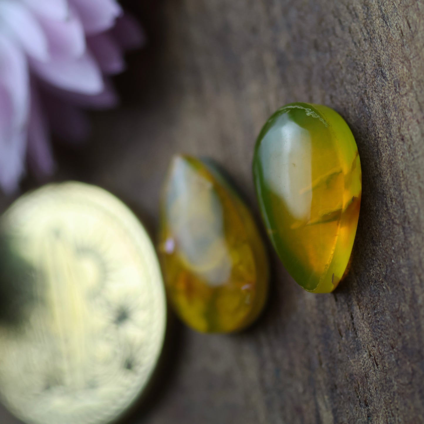 Gower Surfite Cabochon Set of 2 - approx. 14 x 8 mm