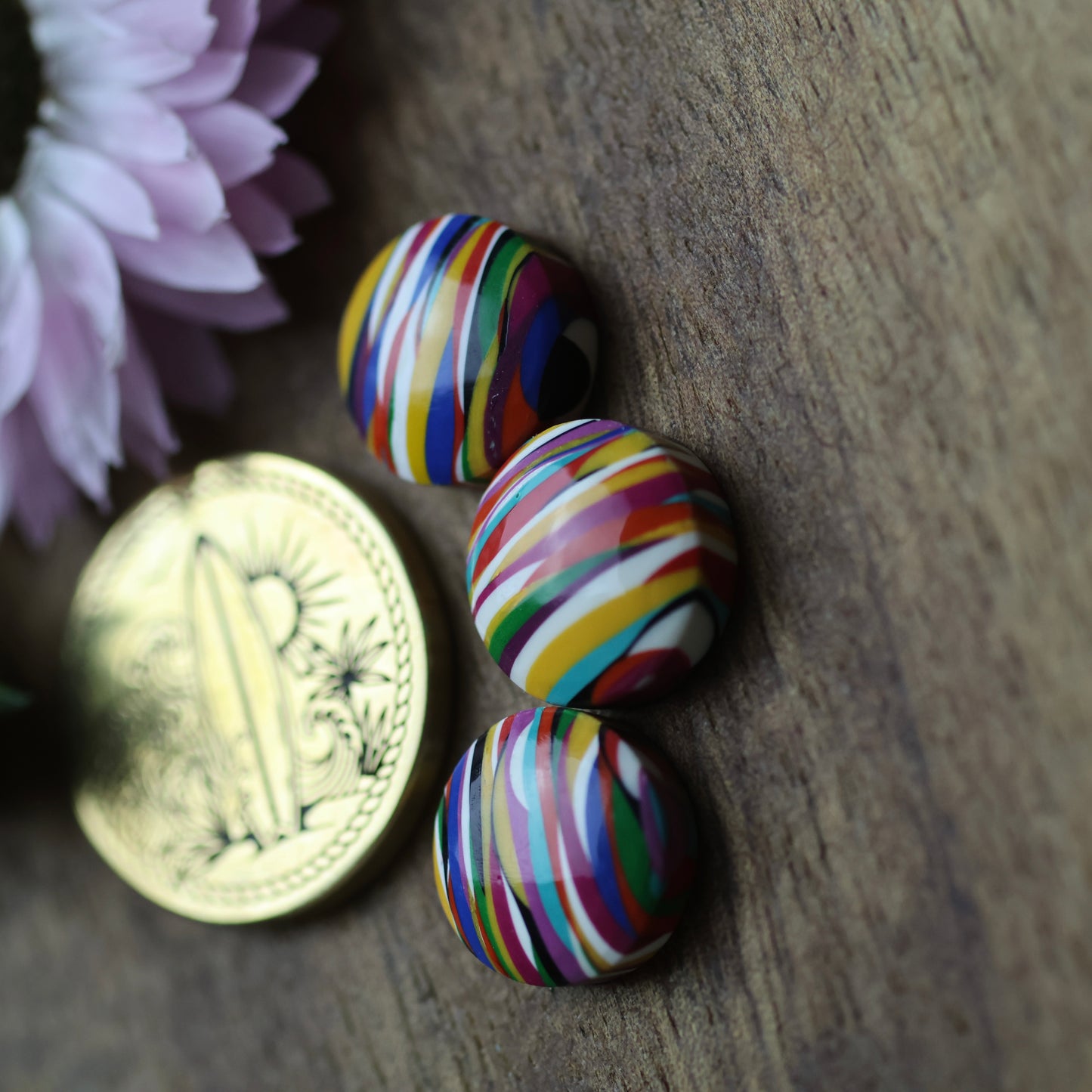Oregon Surfite Cabochon Set of 3 - approx. 11 x 11 mm