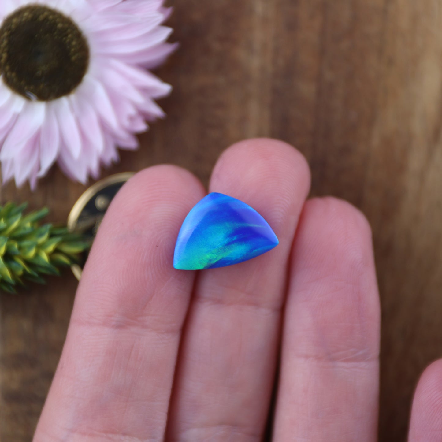 Aurora Opal Cabochon - approx. 15 x 10 x 4.2 mm