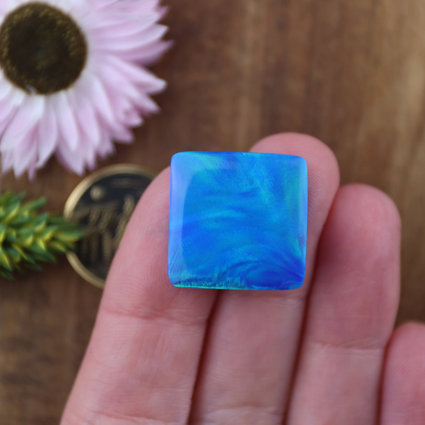 Aurora Opal Cabochon - approx. 19 x 19 x 4.9 mm