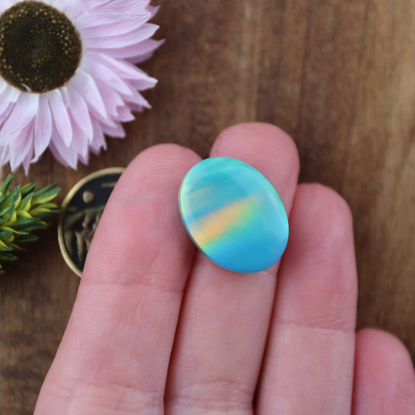 Aurora Opal Cabochon - approx. 19 x 15 x 4.4 mm