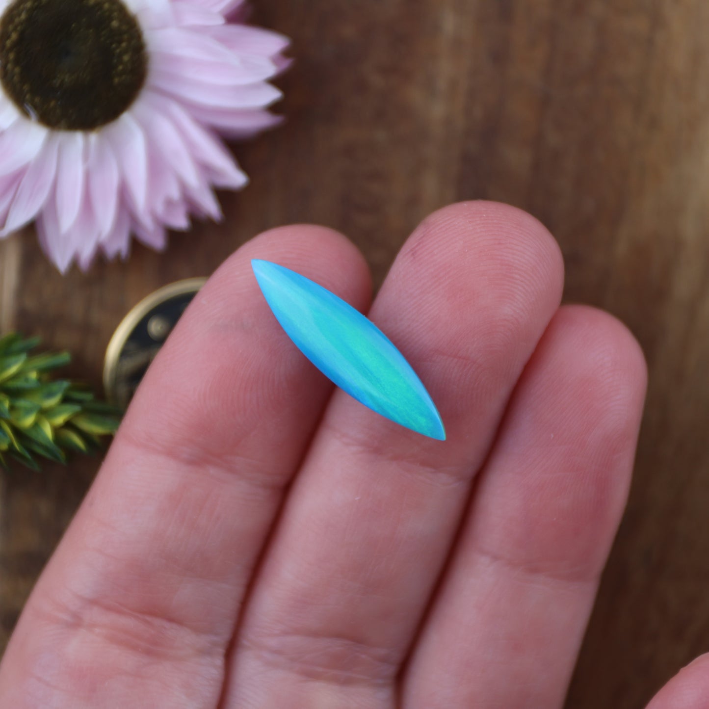Aurora Opal Cabochon - approx. 22 x 6 x 3.8 mm