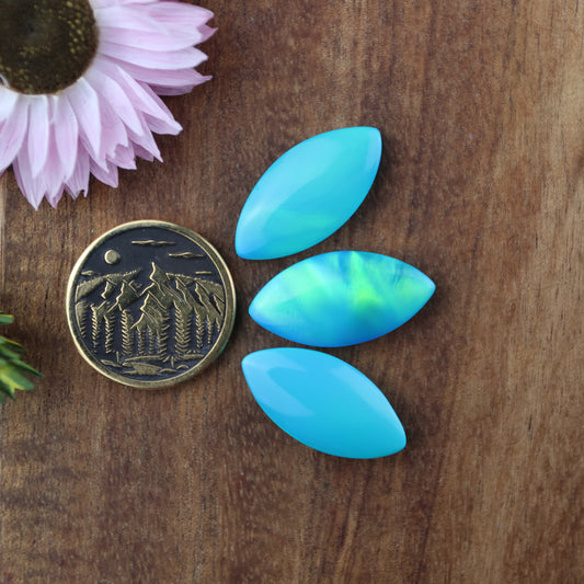 Aurora Opal Cabochon Set of 3 - approx. 22 x 11 mm