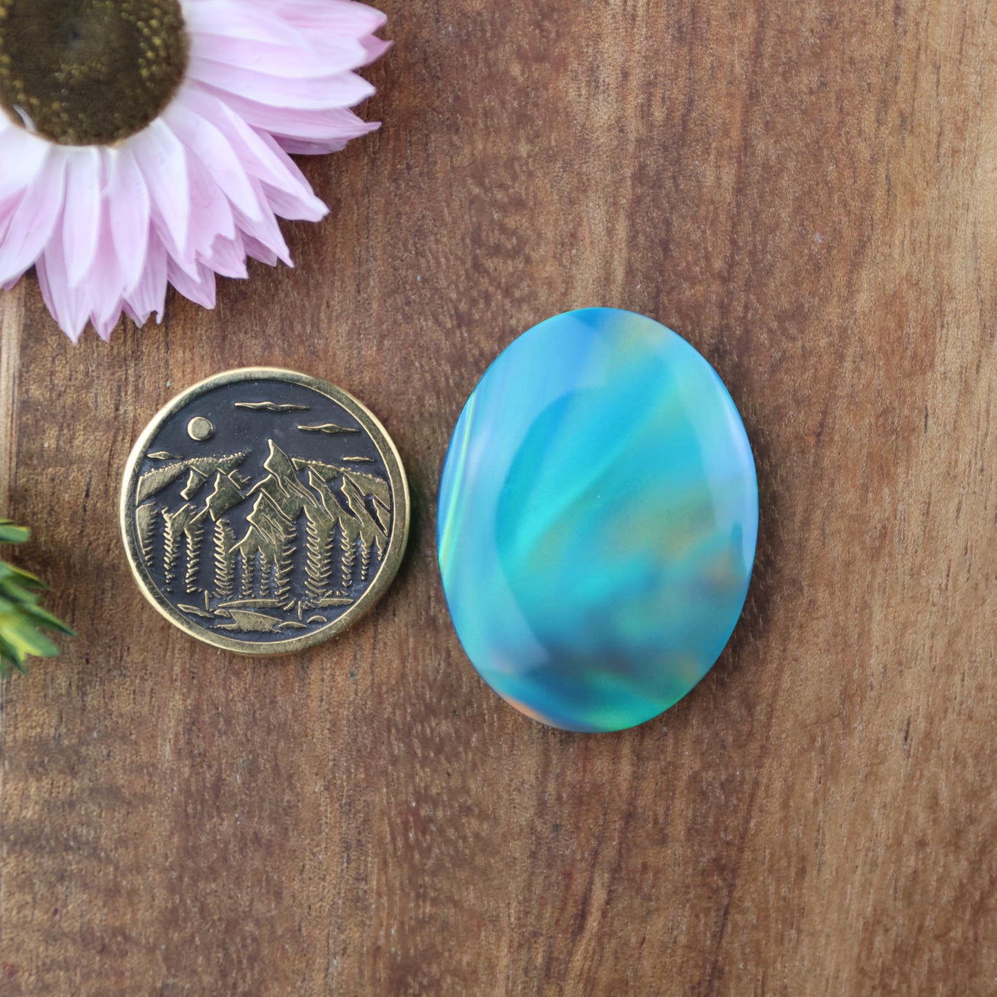 Aurora Opal Cabochon - approx. 29 x 22 x 4.9 mm