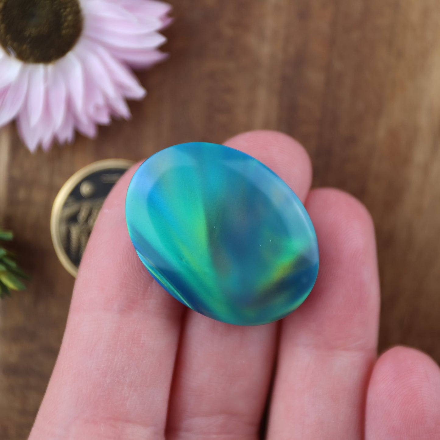 Aurora Opal Cabochon - approx. 29 x 22 x 4.9 mm