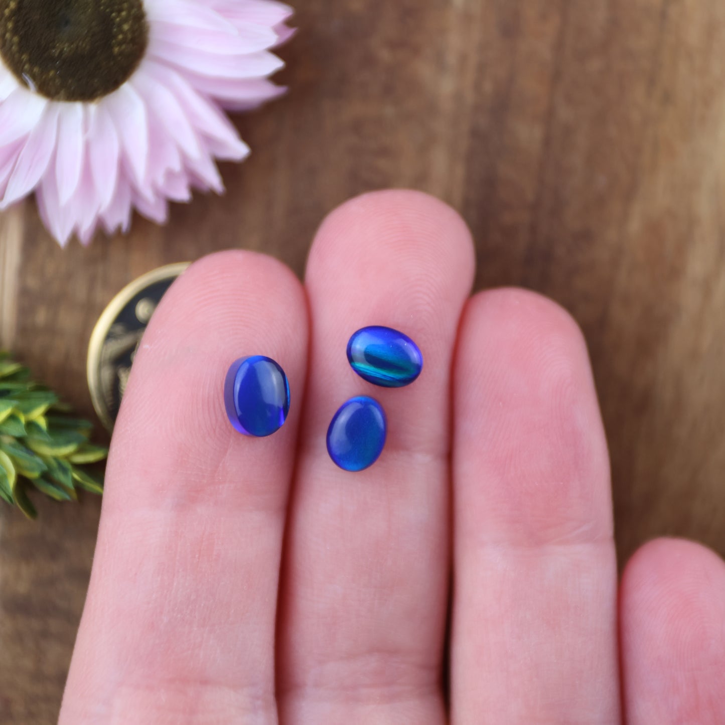 Aurora Opal Cabochon Set of 3 - approx. 7 x 5 mm