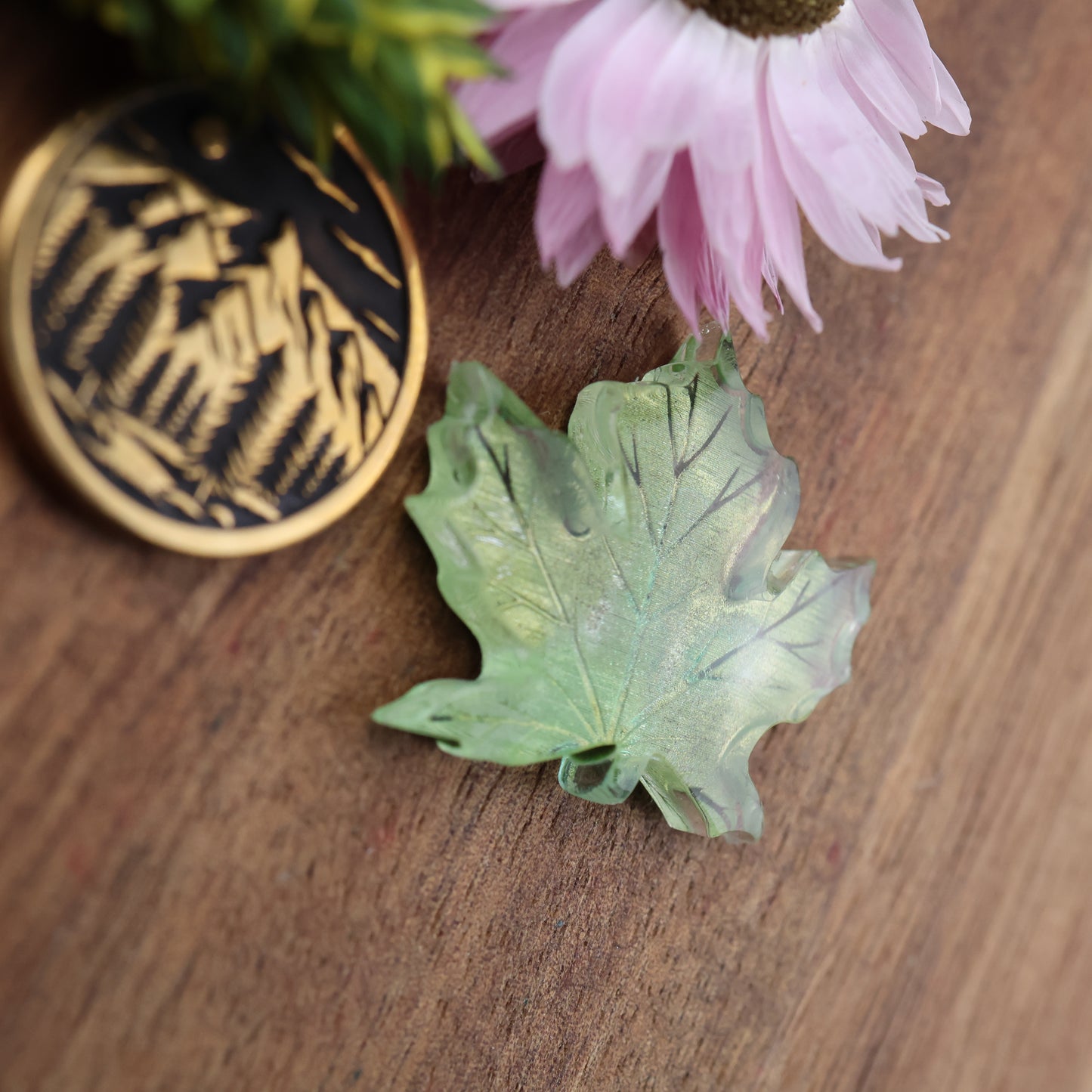 Engraved & Painted Acrylic Cabochon - approx. 24 x 28 x 5.3 mm