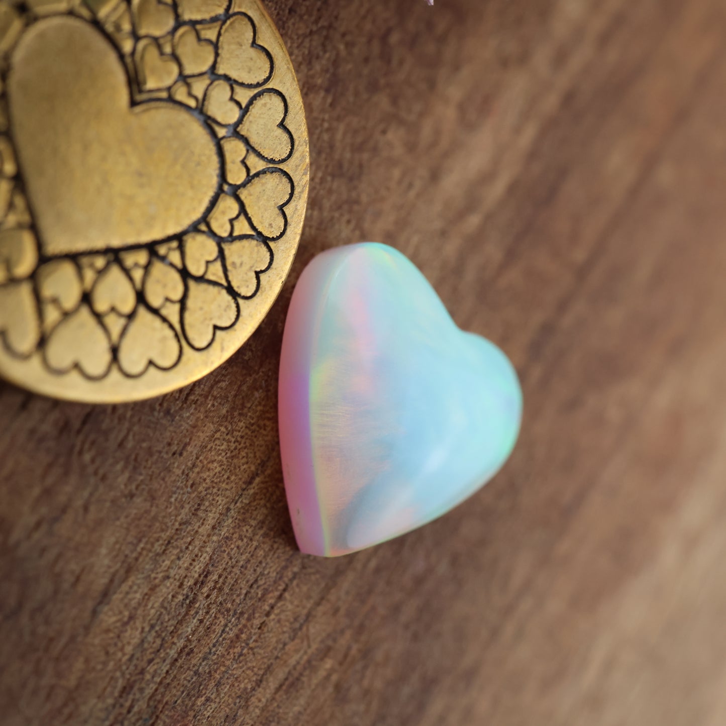 Aurora Opal Cabochon - approx. 13 x 14 x 4.2 mm