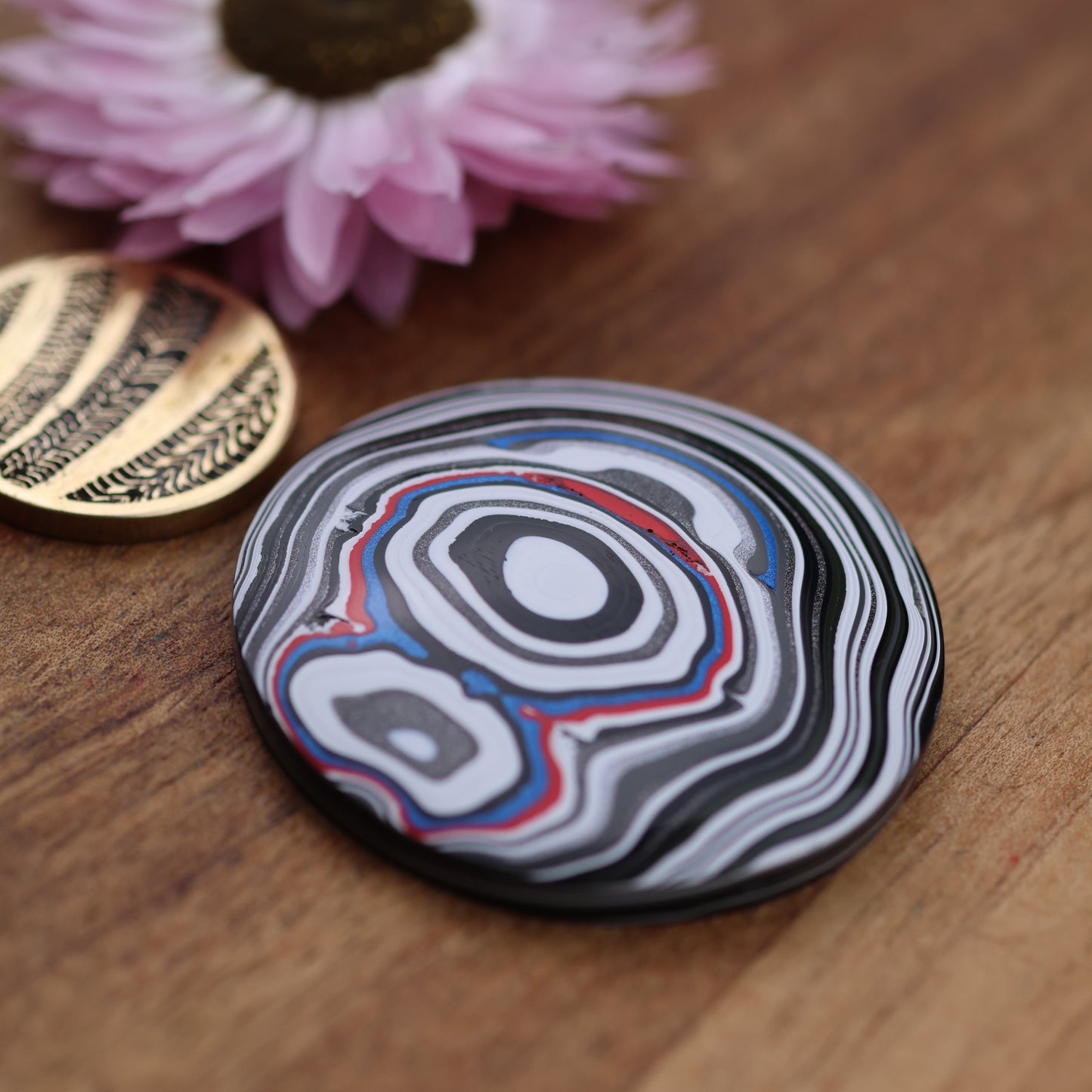 Fordite Cabochon - approx. 35 x 35 x 5.5 mm