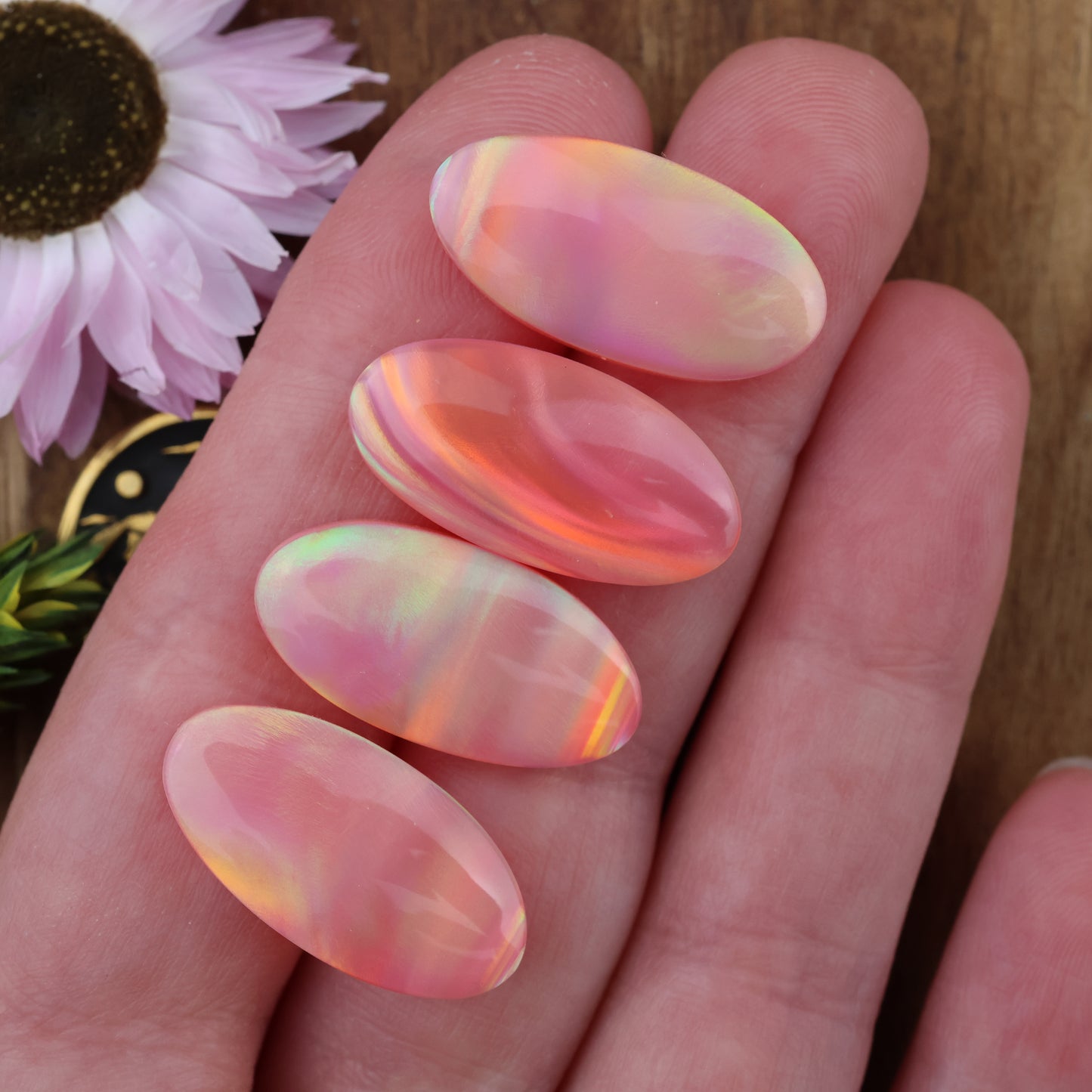 Aurora Opal Cabochon Set of 4 - approx. 22 x 11 mm