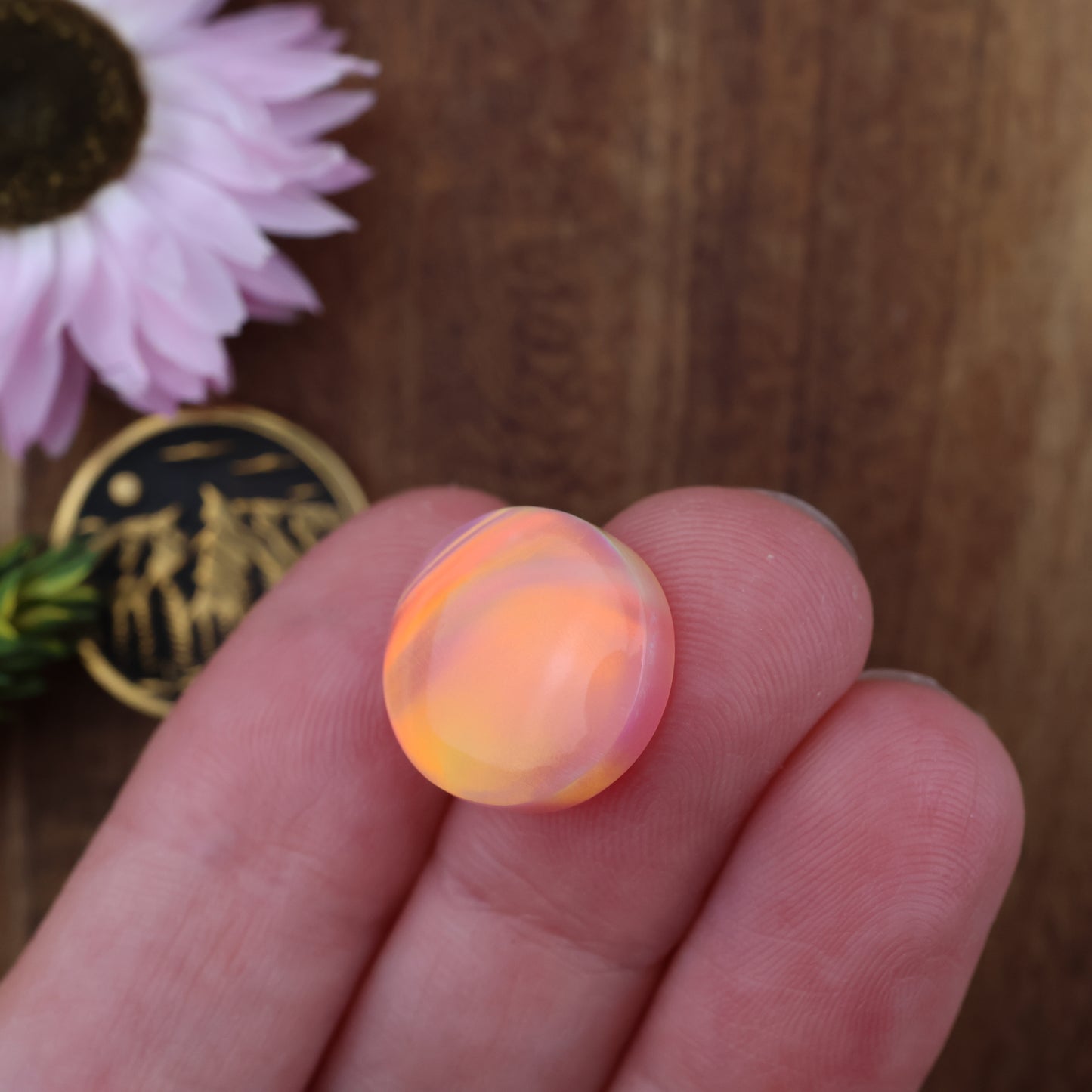 Aurora Opal Cabochon - approx. 15 x 15 x 4.9 mm