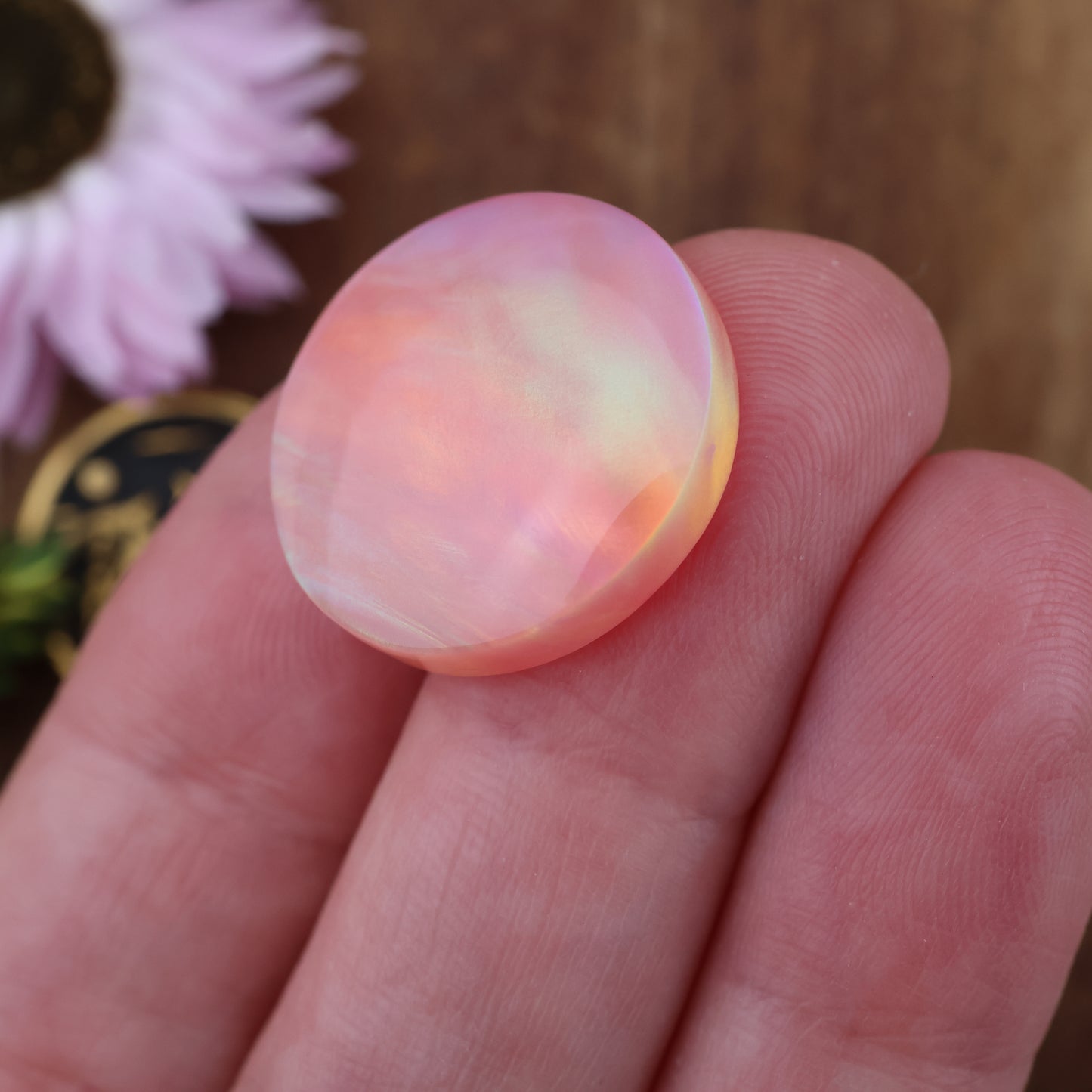 Aurora Opal Cabochon - approx. 20 x 20 x 4.7 mm