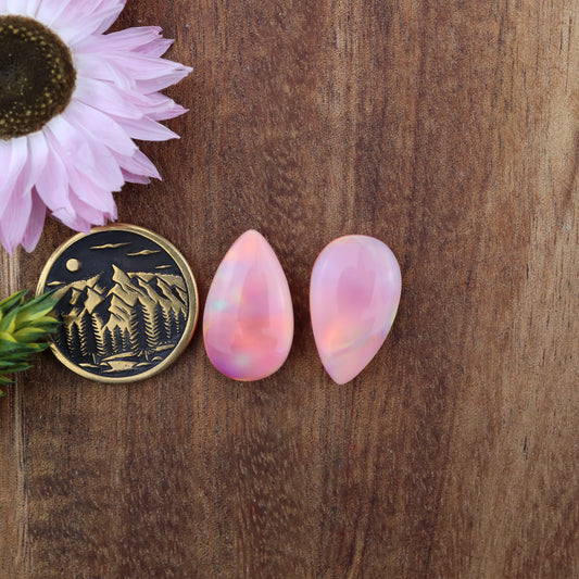 Aurora Opal Cabochon Set of 2 - approx. 19 x 11 mm