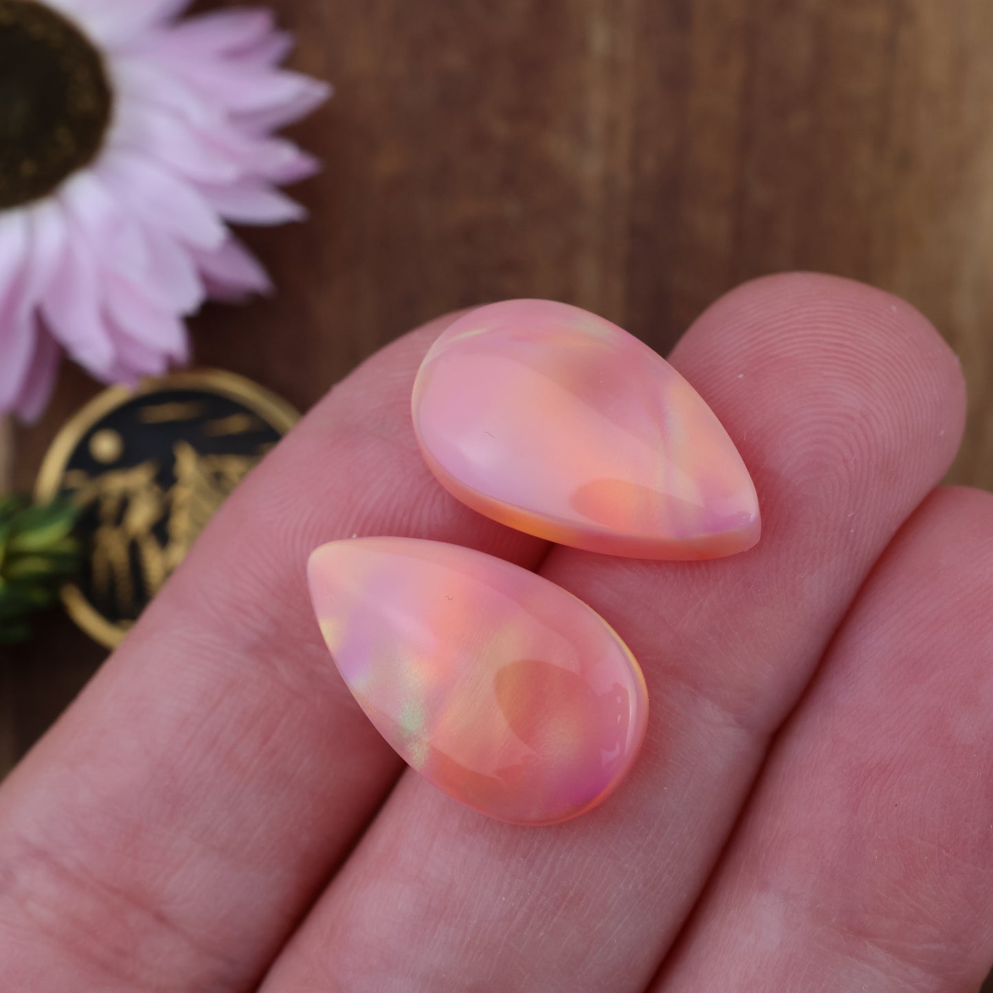 Aurora Opal Cabochon Set of 2 - approx. 19 x 11 mm