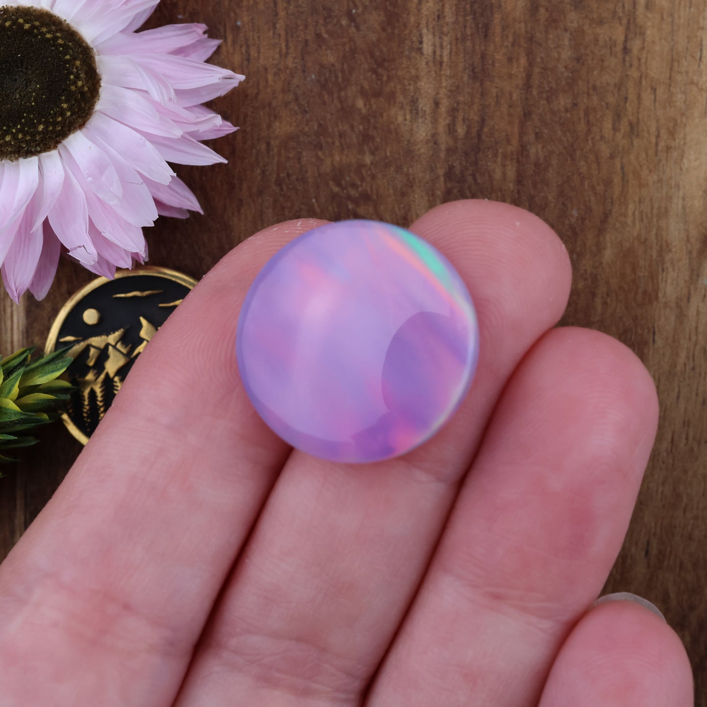 Aurora Opal Cabochon - approx. 20 x 20 x 4.6 mm