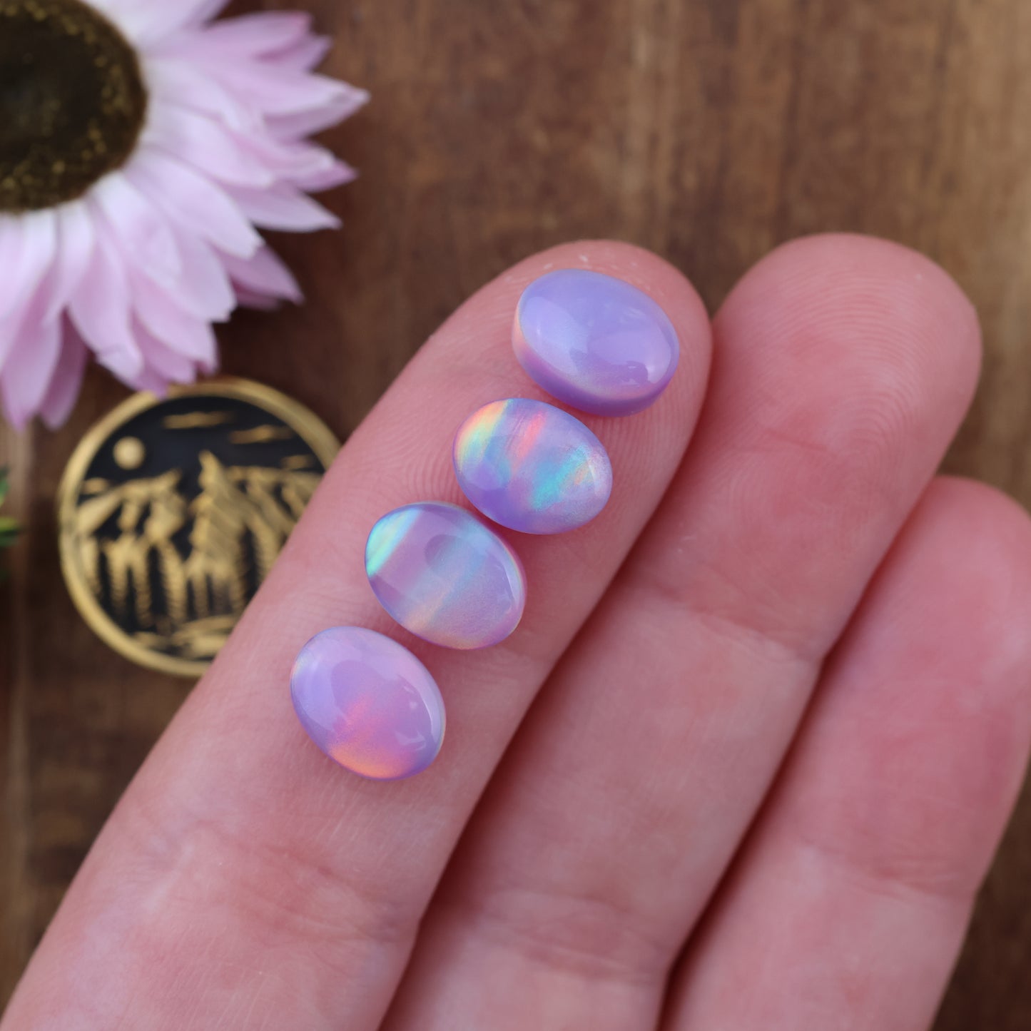 Aurora Opal Cabochon Set of 4 - approx. 9 x 7 mm