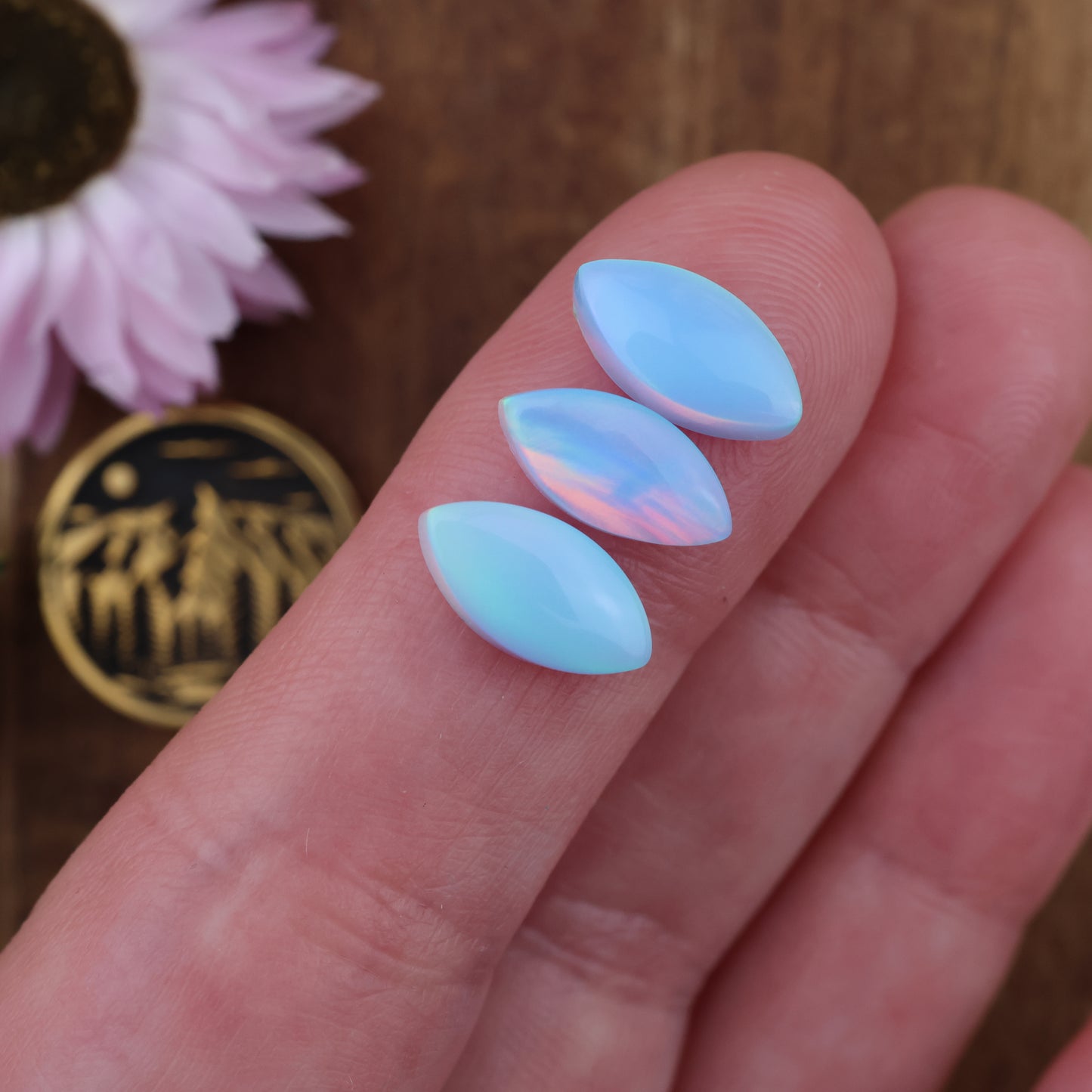 Aurora Opal Cabochon Set of 3 - approx. 11 x 5 mm