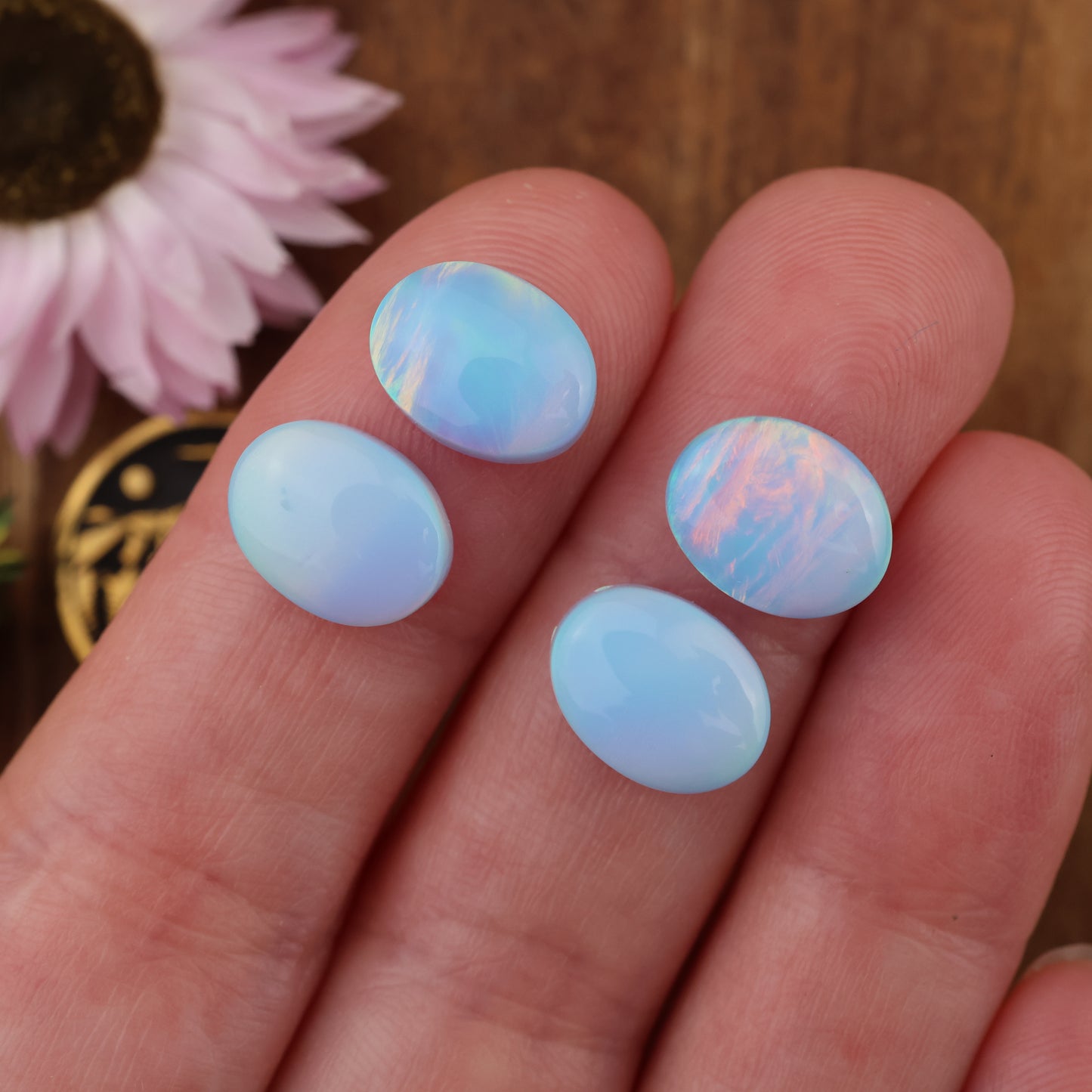 Aurora Opal Cabochon Set of 4 - approx. 11 x 8 mm