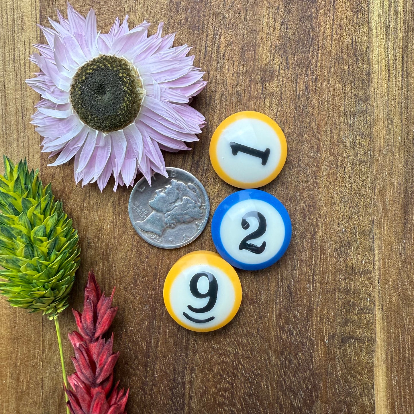 Mini Pool Ball Cabochon Set of 3 - approx. 16 x 16 mm