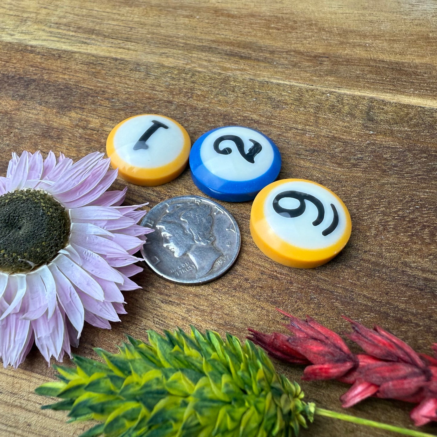 Mini Pool Ball Cabochon Set of 3 - approx. 16 x 16 mm