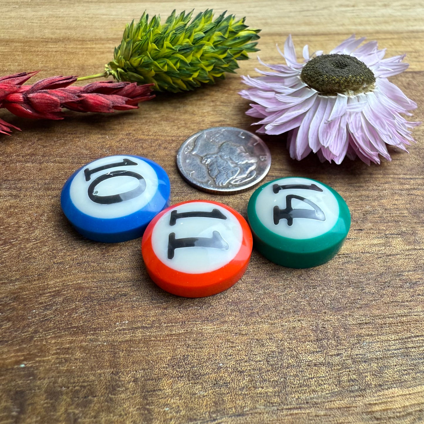 Mini Pool Ball Cabochon Set of 3 - approx. 16 x 16 mm