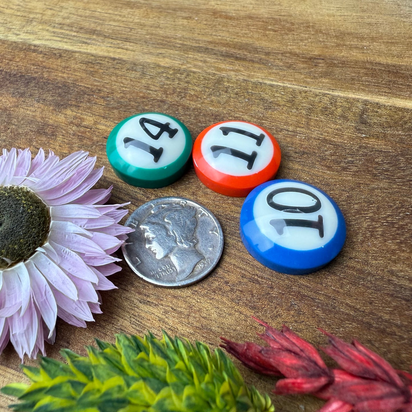 Mini Pool Ball Cabochon Set of 3 - approx. 16 x 16 mm