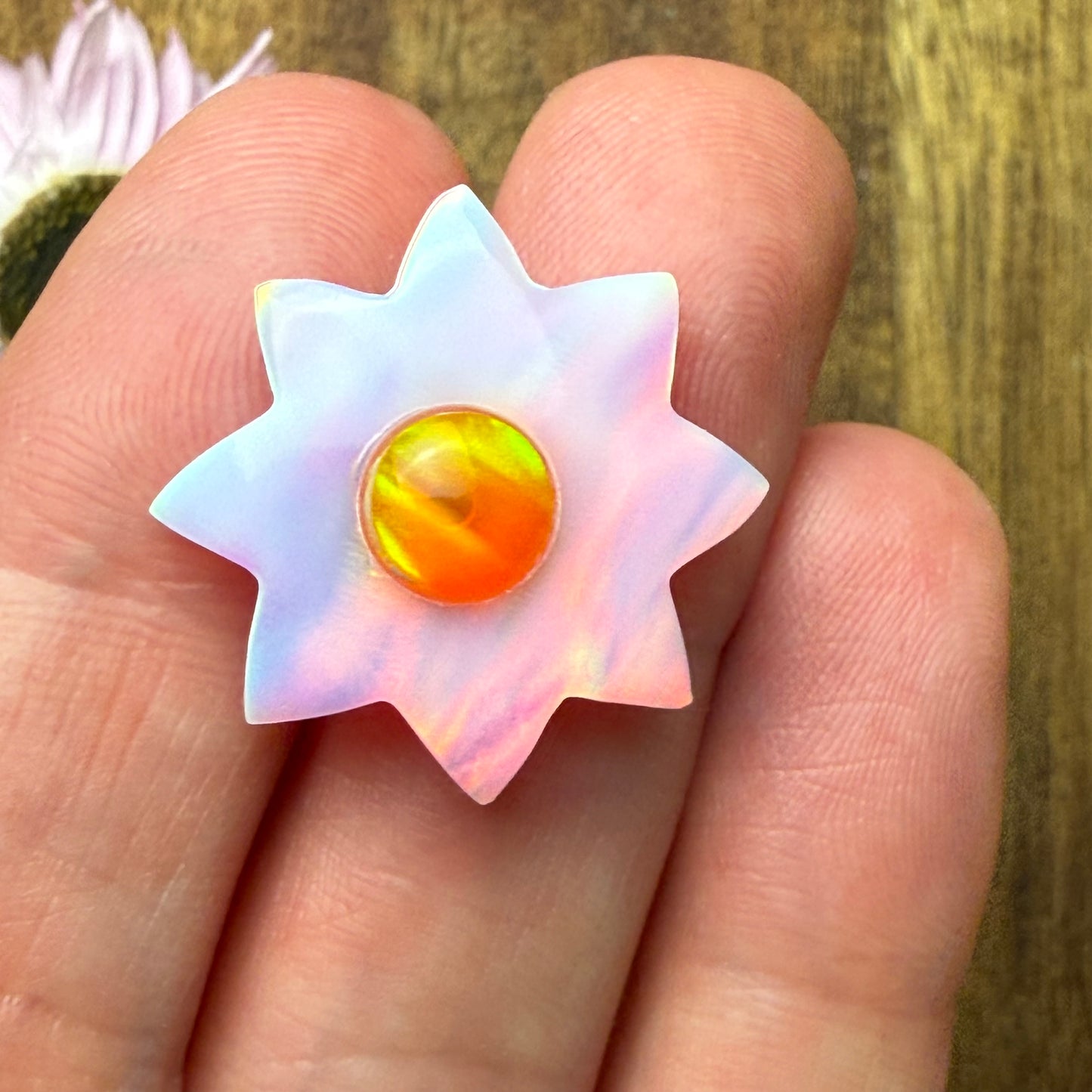 Aurora Opal Cabochon - approx. 22 x 22 x 6.5 mm