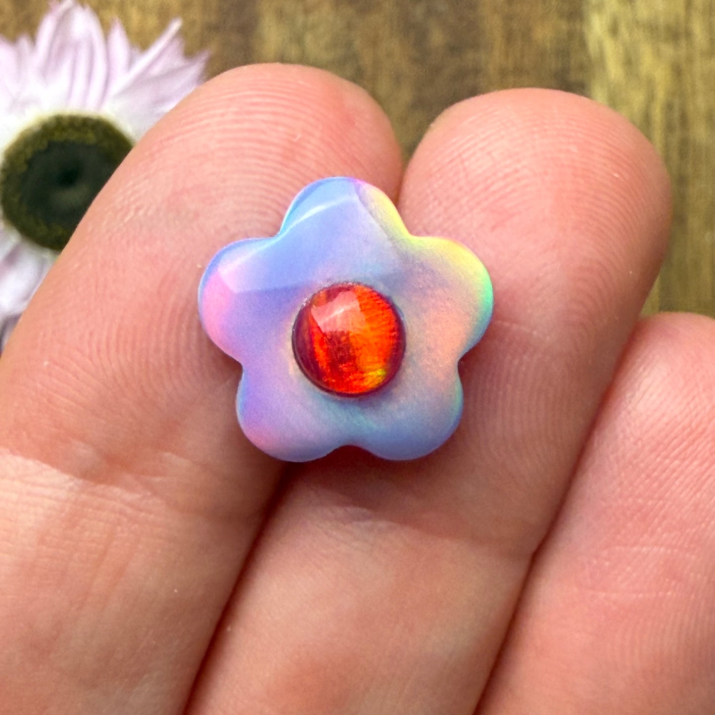 Aurora Opal Cabochon - approx. 14 x 14 x 5.4 mm
